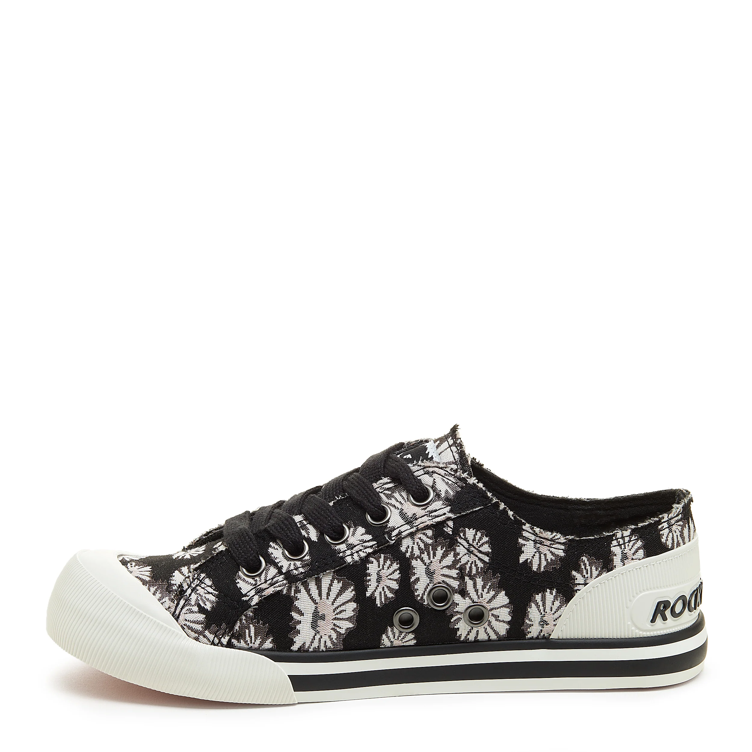 Jazzin Black Floral Trainers - Image 4