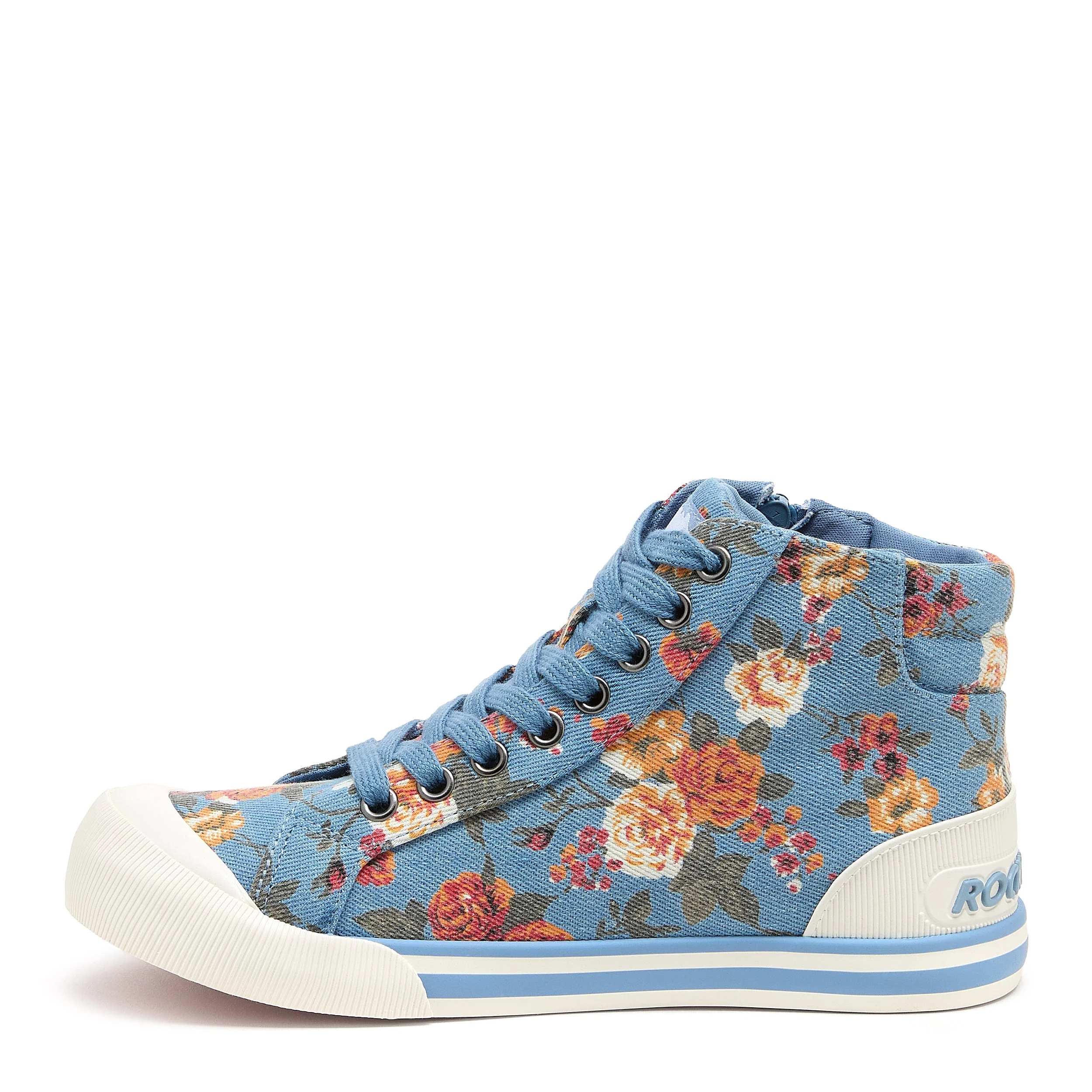 Jazzin Blue Floral Print High-top Trainers - Image 3