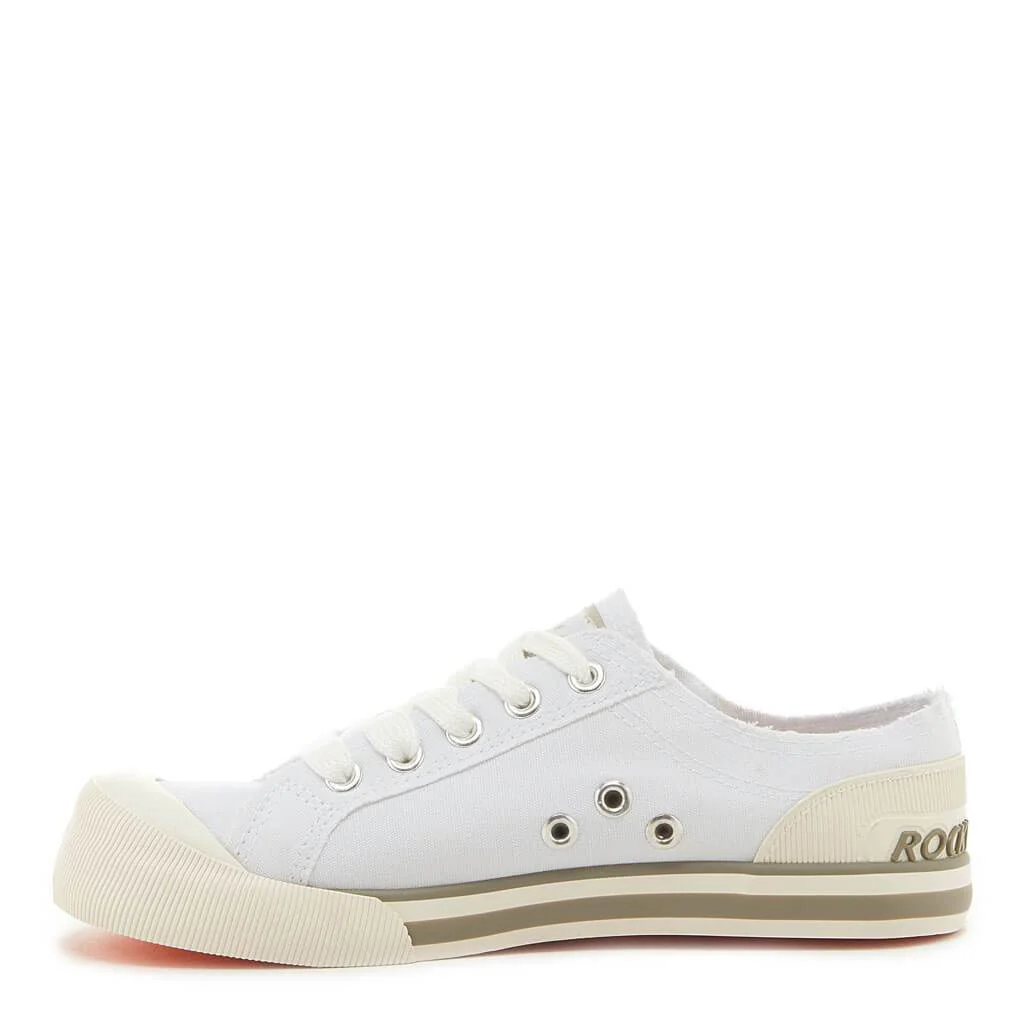 Jazzin White Canvas Trainers - Image 4