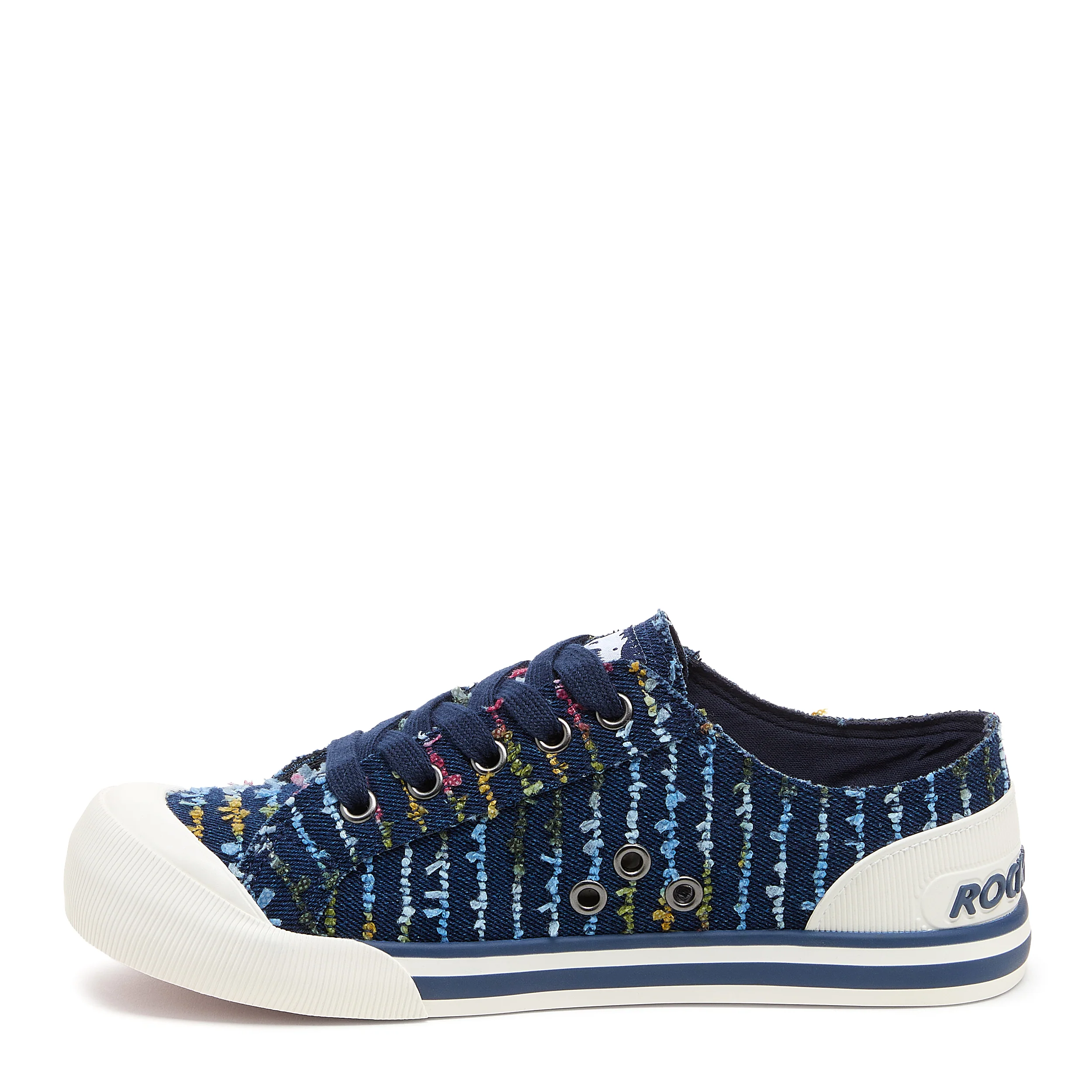 Jazzin Navy Multi Canvas Trainers - Image 3