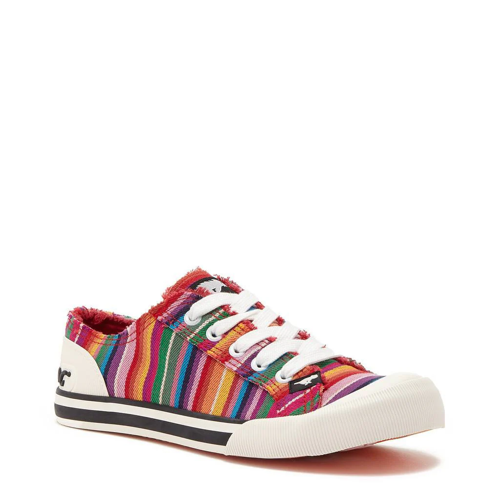 Jazzin Red Multi Stripe Trainers - Image 3